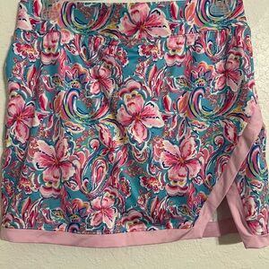NWT Womens STELLA PARKER Comfort Stretch Pink Floral Skort Shorts Size L # 167
